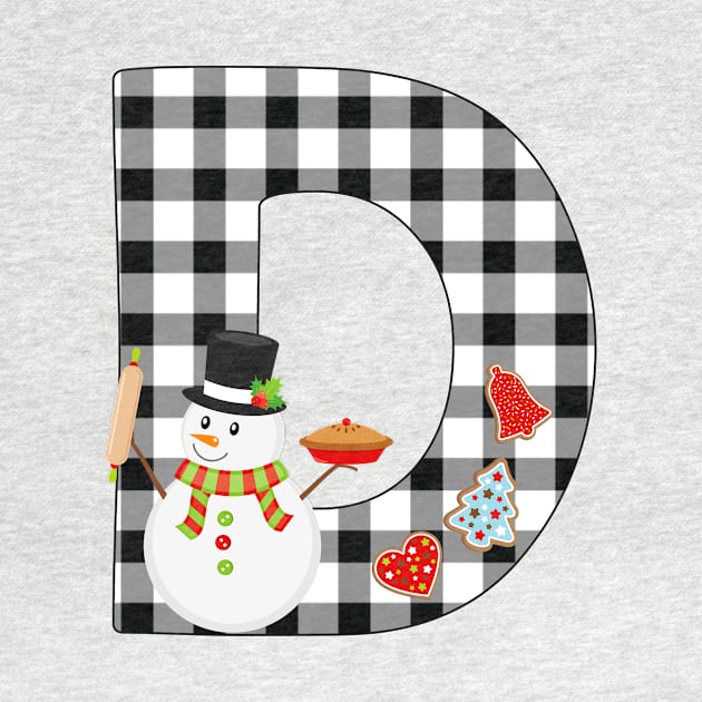 BW Buffalo Checks Pattern Monogram D | Snowman by ExpressYourSoulTees